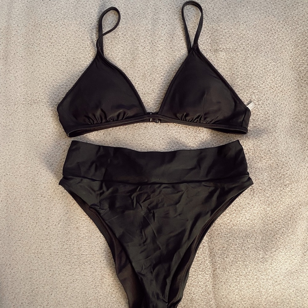 Aerie triangle bikini top and cheeky high-waisted bottom - medium